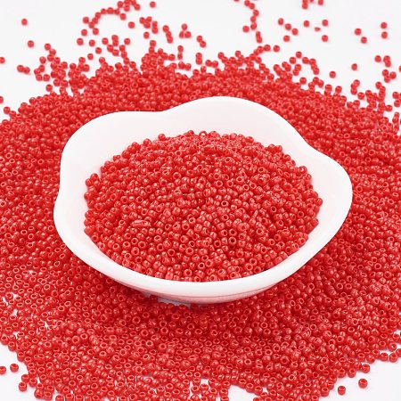 TOHO Japanese Seed Beads, Round, 11/0 Opaque, Cerise, 2x1.5mm, Hole: 0.5mm, about 933pcs/10g