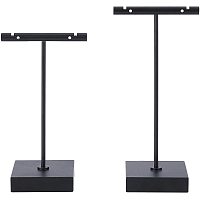 FINGERINSPIRE 2Pcs Black Earring Display T Stand Metal T Bar Earring Stand Set Aluminum Alloy Earring Holder for Retail Show Photography Props(4"/11cm H, 5"/13cm, H)