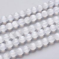 Honeyhandy Natural Selenite Beads Strands, Round, 6~6.5mm, Hole: 0.9mm, about 64pcs/Strand, 15.55 inch(39.5cm)