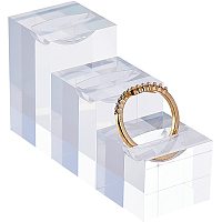 FINGERINSPIRE 3Pcs Clear Acrylic Display Stands for Rings, (3 Heights: 1.6 & 1.2 & 0.8 inch) Ring Showcase Display Holder High Grade Shiny Blocks for Trade Show Exhibit Photo Props