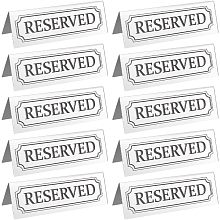 OLYCRAFT 10 Pcs Reserved Table Signs 6x2x1.8 inch Acrylic Table Top Reserved Sign Reservation Seat Signs Double-Sided Reserved Seat Signs for Wedding Birthday Party Restaurants Meeting - Silver