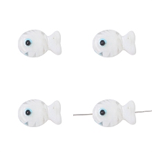 Honeyhandy Handmade Lampwork Beads, Fish, White, 20x12mm, Hole: 2mm, about 1pc/bag