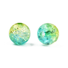 Honeyhandy Transparent Crackle Acrylic Beads, Round, Yellow Green, 8x7.5mm, Hole: 1.8mm, about 1700pc/500g