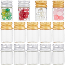 SUNNYCLUE 40Pcs 2 Colors Glass Bottles Bead Containers, Screw Top Bead Storage Tubes with Aluminum Cap, Column, Golden & Silver, 2.2x3.5cm, Capacity: 6ml(0.20fl. oz), 20pcs/color