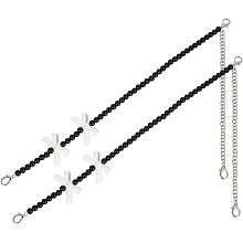 Arricraft 2 Pcs Pearl Bag Straps, Black Plastic Imitation Pearl Beaded Bag Chain Adjustable Bag Chains Replacement Purse Strap Handbag Chain Accessories for Bag Decoration