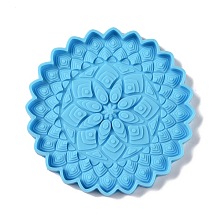 Honeyhandy DIY Mandala Flower Shape Coaster Silicone Molds, Resin Casting Molds, for UV Resin & Epoxy Resin Craft Making, Deep Sky Blue, 124x10.5mm, Inner Diameter: 120.5mm