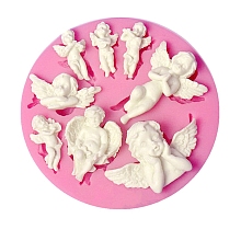 Honeyhandy Food Grade Silicone Molds, Fondant Molds, for DIY Cake Decoration, Chocolate, Candy, UV Resin & Epoxy Resin Jewelry Making, Angel, Pearl Pink, 92x15mm