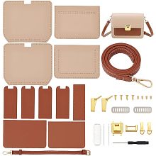 WADORN DIY Crossbody Bag Making Kit, PU Leather Shoulder Bag Making Materials Set DIY Purse Making Sewing Complete Kit Handmade Bag Making All Accessories for Beginner, 7.5x2.8x5.9 Inch, Khaki