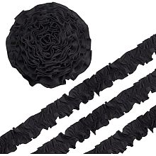 FINGERINSPIRE 5Yards Double Ruffle Ribbon Trim 3.1inch Wide Black Pleated Chiffon Trim Vintage Ruffle Lace Trim Polyester Ruffled Trimming for DIY Crafts Doll Dress Clothes Cuffs Headband Decoration