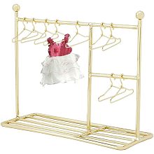 SUPERFINDINGS Mini Doll Garment Rack with 10Pcs Mini Clothes Hanger 5.95inch Golden Mini Doll Wardrobe Furniture Accessories for Dollhouse Supplies