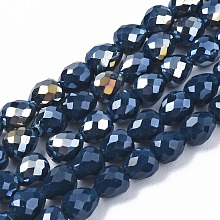 Arricraft Opaque Glass Beads Strands, AB Color Plated, Faceted, Teardrop, Marine Blue, 4.5x4.5mm, Hole: 1mm, about 99~101pcs/strand, 17.64 inch~18.03 inch(44.8cm~45.8cm)