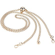 WADORN Adjustable Thin Purse Chain Strap, 47.2 Inch Metal Crossbody Bag Chain Iron Flat Chain Replacement Shoulder Bag Chain Handbag Clutch Chain Strap with Bead Adjuster, Gold