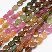 Honeyhandy Natural Tourmaline Beads Strands, Oval, 8x6x3.5mm, Hole: 1mm, about 61~62pcs/strand, 15.3 inch(39cm)