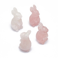 Honeyhandy Natural Rose Quartz Sculpture Display Decorations, for Home Office Desk, Rabbit, 17~19x17~18.5x32~37mm