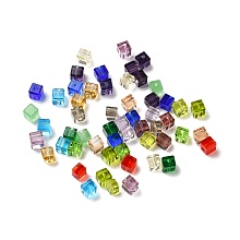 Glass Imitation Austrian Crystal Beads, Faceted, Suqare, Mixed Color, 4x4x4mm, Hole: 0.9mm