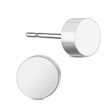 SHEGRACE Titanium Steel Stud Earrings, Flat Round, Stainless Steel Color, 5mm