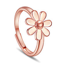 SHEGRACE Brass Adjustable Rings, Daisy, Rose Gold, Size 9, 19mm