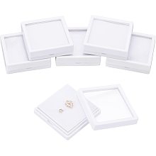 BENECREAT 6Pcs White Gemstone Display Box with Sponge Cushion Gift Boxes Clear Window Box for Jewelry Packing（2.8"x2.8"x0.8"）