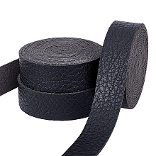 PandaHall Elite 0.8" Black PU Leather Strap, 6.5 Yards Textured Flat Faux Leather Strips Long Single Face Leather Watch Straps for Belts Bracelet Pet Collars Crafts, 2.19 Yards(2m)/Roll, 3 Rolls