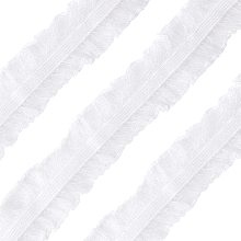 FINGERINSPIRE 11Yard/10m White Fabric Lace Trim Stretch Elastic Double Ruffle Lace Ribbon 1 inches/28mm Wide for Sewing, Dress Decoration and Gift Wrapping