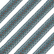 FINGERINSPIRE 13 Yards 1 inch Blue Woven Braid Trim Handmade Polyester Sewing White Edge Wave Braid Trim Crafts Decorative Trim with Card for Curtain Slipcover DIY Costume Accessories