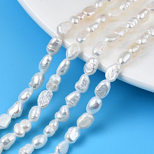 Honeyhandy Grade AA Natural Cultured Freshwater Pearl Beads Strands, Oval, Seashell Color, 6~8.5x4.5~5.5x3~5mm, Hole: 0.6mm, about 52~54pcs/strand, 13.58inch~13.94inch(34.5cm~35.4cm)