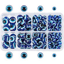 NBEADS About 266 Pcs Evil Eye Beads, 4 Sizes Evil Eye Charms Resin Round Eye Beads Bracelet Beads for DIY Necklace Bracelets Jewelry Making