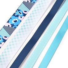 ARRICRAFT 3Rolls Polyester Ribbons, with 2Rolls Grosgrain Ribbons, for Gift Packaging, Mixed Color, 3/8~5/8 inch(9.7~16mm); 1m/roll; 5rolls/set