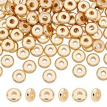 UNICRAFTALE About 100 Pcs 6mm Flat Round Beads 202 Stainless Steel Spacer Beads Hole 2mm Disc Real 18K Gold Plated Metal Beads Findings for DIY Bracelet Necklace Jewelry Making