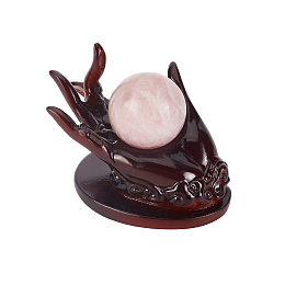 AHANDMAKER Buddha Hand Shaped Crystal Ball Display Stand, Brown Sphere Ball Base Resin Crystal Ball Holder Bracket Gemstone Small Tray for Display Small Collection Stone Figurines Home Office Decor