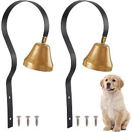 OLYCRAFT 2 Set Shopkeepers Bell Antique Doorbell Wall Mounted Metal Shopkeepers Doorbell Metal Dog Doorbell for Door Opening Pet Training Bell 1.6 Inch Bell Diameter Black Hanger