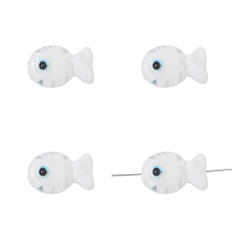 Honeyhandy Handmade Lampwork Beads, Fish, White, 20x12mm, Hole: 2mm, about 1pc/bag