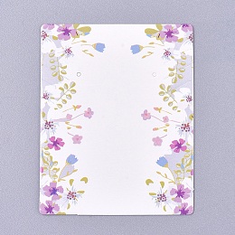 Honeyhandy Floral Pattern Paper Jewelry Display Cards, for Hanging Necklaces/Earring, Colorful, 63.5x51x0.3mm, Hole: 1.4mm