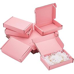PandaHall 30 Pack 12.7x8.2x2.8cm Cardboard Postal Boxes Gift Boxes Small Shipping Box Mailers Kraft Boxes Corrugated Cardboard Postal Boxes for Packaging Posting Mailing Small Business, Pink