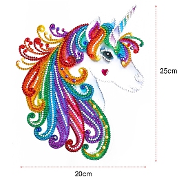 Honeyhandy DIY Unicorn Diamond Painting Sticker Kits, including Self Adhesive Sticker, Resin Rhinestones, Diamond Sticky Pen, Tray Plate and Glue Clay, Colorful, Unicorn: 250x200mm