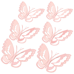 CREATCABIN 12Pcs 3D Butterfly Wall Decor Stickers 3 Layer Simulation Butterfly Mirror Wall Decal Art 3 Sizes for Home Bedroom Living Room Party Birthday Wedding Festival Decorations(Rose Gold)