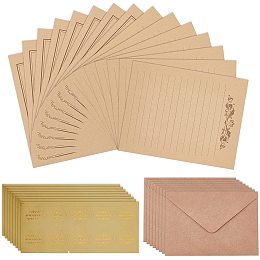 CRASPIRE 90pcs Paper and Envelopes Set 30pcs Retro Parchment Paper Letter Writing 30pcs Envelopes, 30pcs Self Adhesive Stickers for Wedding Invitations Letter Greeting Cards Party Christmas Birthday