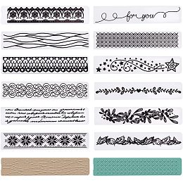 GLOBLELAND 12Pcs Flower Lace Leaf Edge Border Plastic Embossing Folders Template Folder for DIY Christmas Thanksgiving Card Making Scrapbooking Photo Album Decor