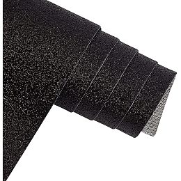 BENECREAT 11.5"x 53" 0.8mm Thick Black Tiny Chunky Glitter Faux Leather Sheet Sparkle Shiny Faux Leather for Earrings Bows DIY Craft Wedding Sewing