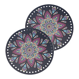 Arricraft 2 Pcs Acrylic Bag Weaving Board, Flat Round Bag Bottom Mandala Flower Pattern Bag Cushion Base Bag Bottom Pad for DIY Knitting Crochet Bag Valentines Day Handbag Purse Summer Bag, 7 Inch