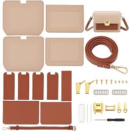 WADORN DIY Crossbody Bag Making Kit, PU Leather Shoulder Bag Making Materials Set DIY Purse Making Sewing Complete Kit Handmade Bag Making All Accessories for Beginner, 7.5x2.8x5.9 Inch, Khaki