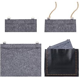 WADORN 2 Styles Felt Organizer Insert for Purse, Women Pouchette Wallet Conversion Kit Mini Envelope Bag Insert Liner with D-ring Loop Rectangle Clutch Conversion Insert Accessories, Gray