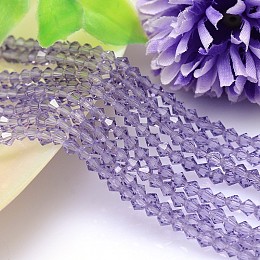 Honeyhandy Faceted Imitation Austrian Crystal Bead Strands, Grade AAA, Bicone, Medium Purple, 6x6mm, Hole: 0.7~0.9mm, about 68pcs/strand, 15.7 inch