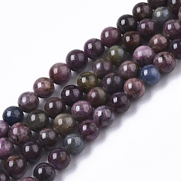 Honeyhandy Natural Red Corundum/Ruby and Sapphire Beads Strands, Round, 5.5mm, Hole: 1mm, about 74pcs/strand, 15.55 inch(39.5cm)