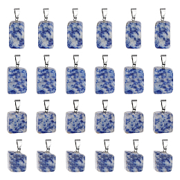 UNICRAFTALE 24Pcs Nuggets Pendants Natural Blue Spot Jasper Pendants with Stainless Steel Snap On Bails 15~35mm Long Snowflake Gemstone Pendant Quartz Charms Stone for DIY Necklace Jewelry Making