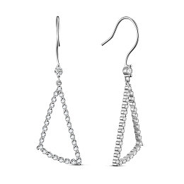 Arricraft 925 Sterling Silver Dangle Earrings, with Grade AAA Cubic Zirconia, Triangle, Clear, Platinum, 46.7mm