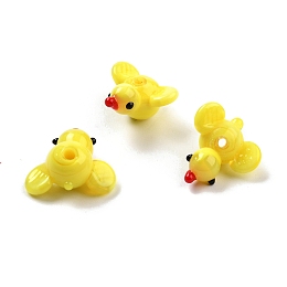 Honeyhandy Handmade Lampwork Beads, Duck, Yellow, 15~17x14~16x7~9mm, Hole: 1.2~2mm