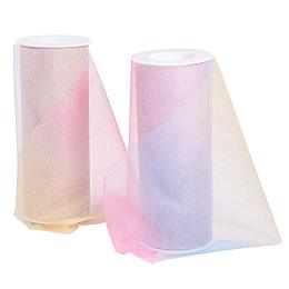 BENECREAT 2 Rolls Glitter Tulle Pink Tulle Fabric Rolls 6 inch x 10 Yards(30 feet) for Decoration Bows, Craft Making, Wedding Party Ribbon - 20 Yards in Total