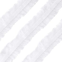 FINGERINSPIRE 11Yard/10m White Fabric Lace Trim Stretch Elastic Double Ruffle Lace Ribbon 1 inches/28mm Wide for Sewing, Dress Decoration and Gift Wrapping