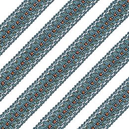 FINGERINSPIRE 13 Yards 1 inch Blue Woven Braid Trim Handmade Polyester Sewing White Edge Wave Braid Trim Crafts Decorative Trim with Card for Curtain Slipcover DIY Costume Accessories